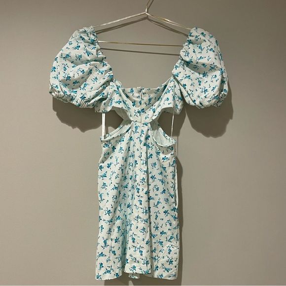 NWT Zara Floral Puff Sleeve Cutout mini dress Sz. S and M - Picture 5 of 5